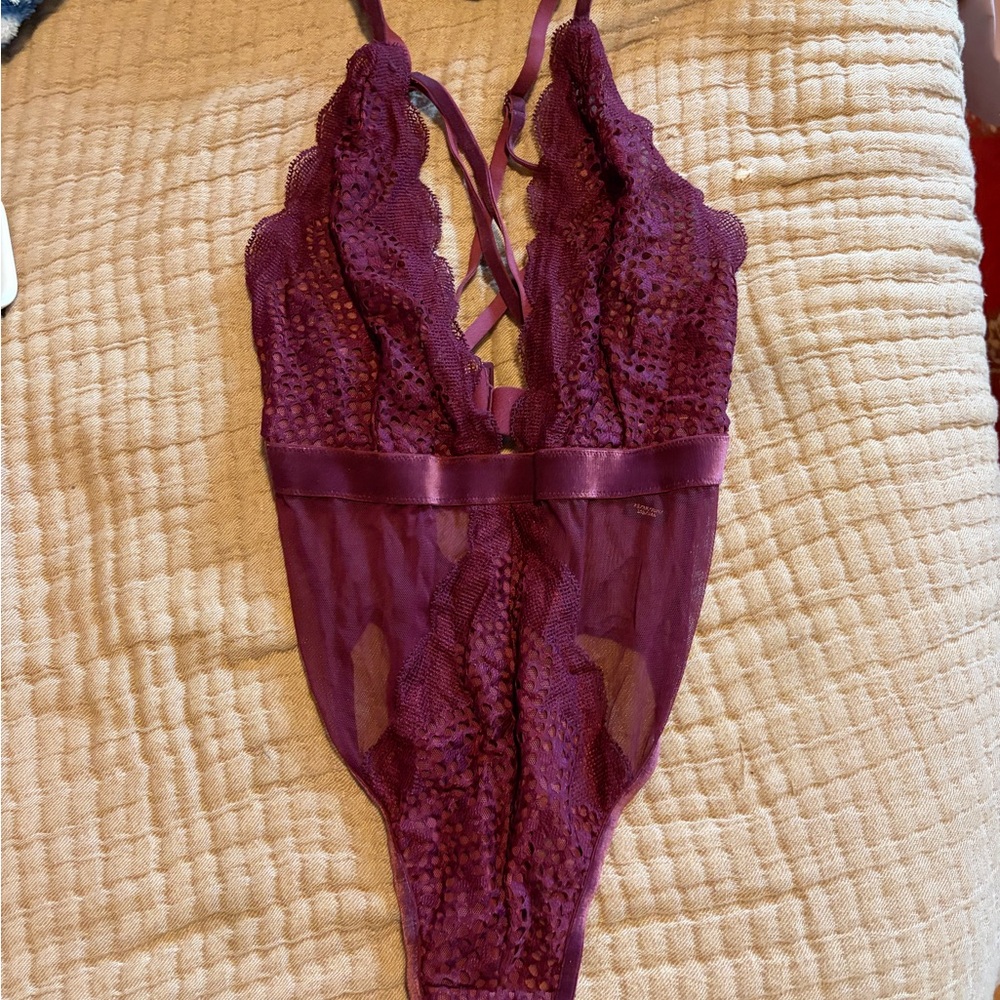 Victoria's Secret Burgundy Lace Bodysuit
